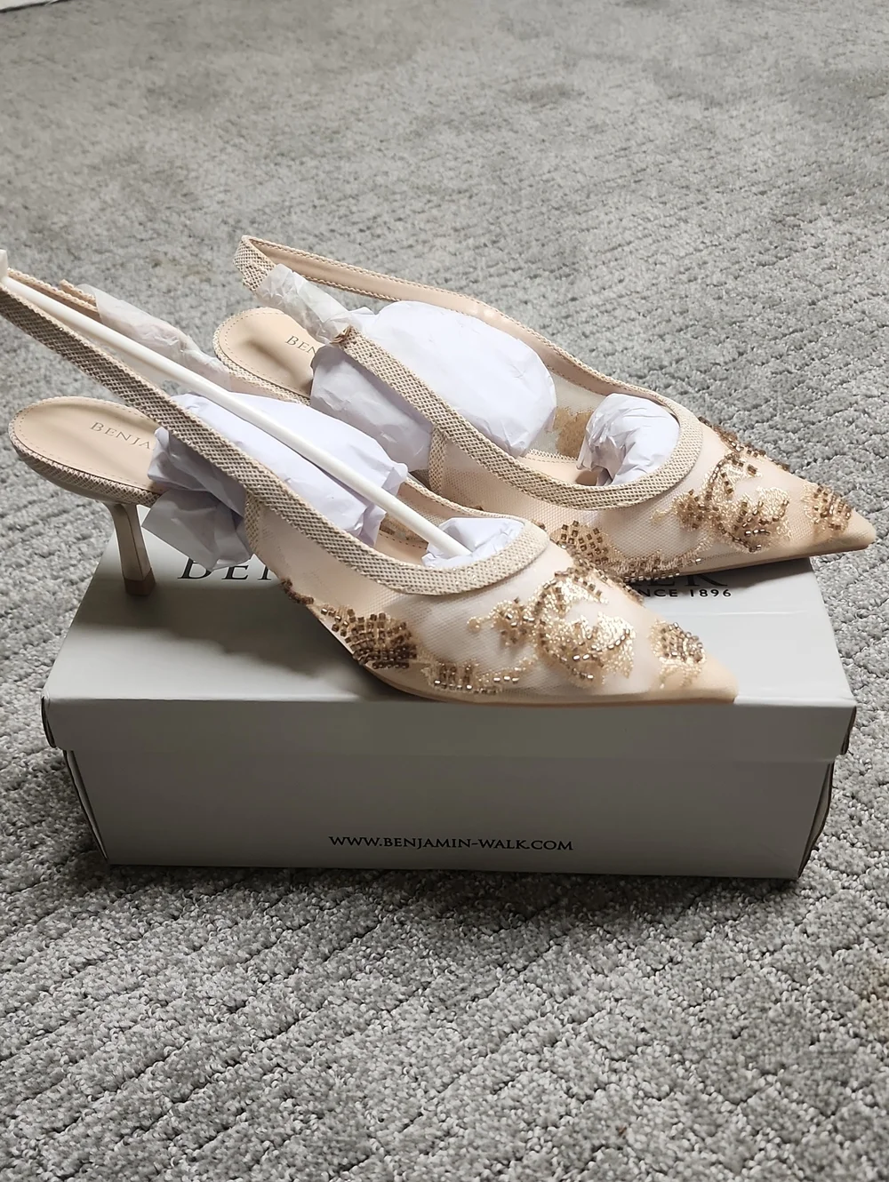 Benjamin Walk Embellished Beige Slingback Heels